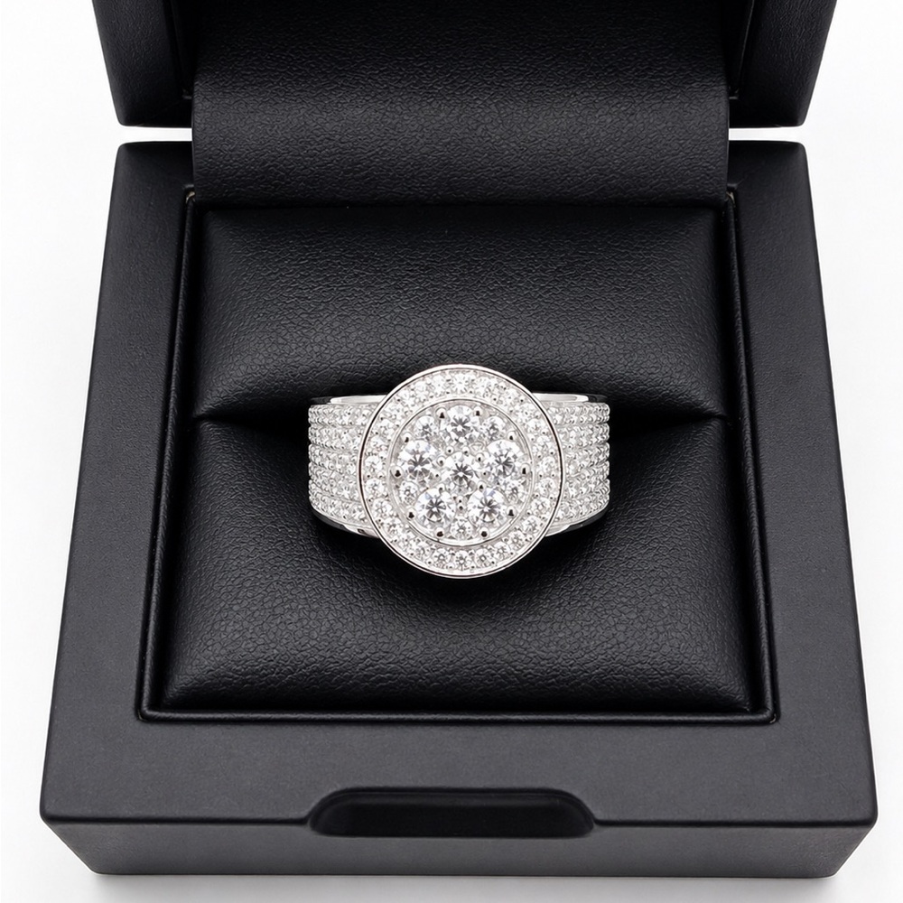 925 Sterling Silver 2.00CT MOISSANITE Halo Ring Size 12